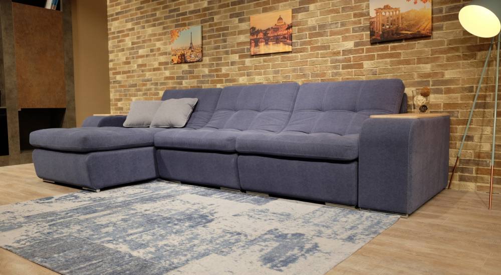 Купить Угловой диван «IQ 125» с оттоманкой по цене 116873 в Москве с доставкой в интернет магазине - «Umnye-Divany»